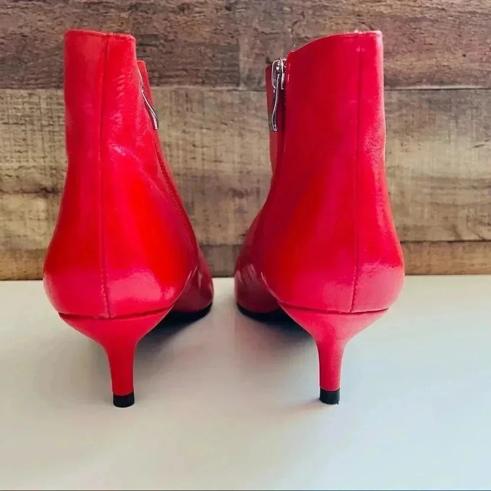 Zara Trafaluc Red Mid Heel Ankle Boots - Picture 5 of 11